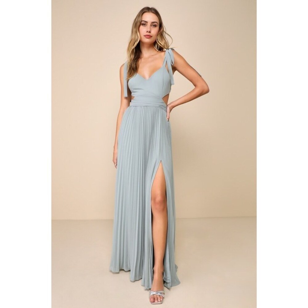 Lulus Celebratory Allure Sage Green Pleated Backless Maxi Dress - Size XL